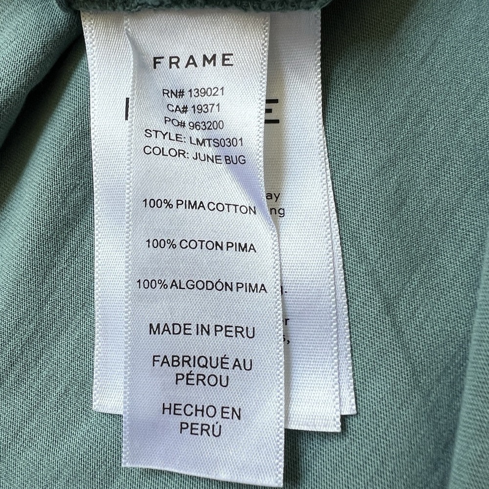 Frame‎ Men's Pima Cotton T-Shirt Green / Blue Single Stitch Size XL - Picture 4 of 6